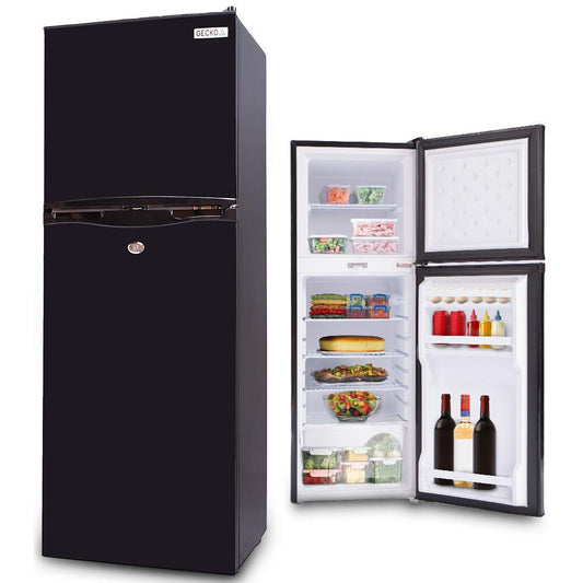 GECKO 142L Upright Portable Fridge / Freezer, 12V/24V for Motorhome and Caravan, Black.