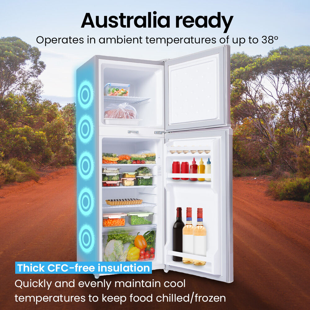 GECKO 142L Upright Portable Fridge / Freezer, 12V/24V for Motorhome and Caravan, Silver.