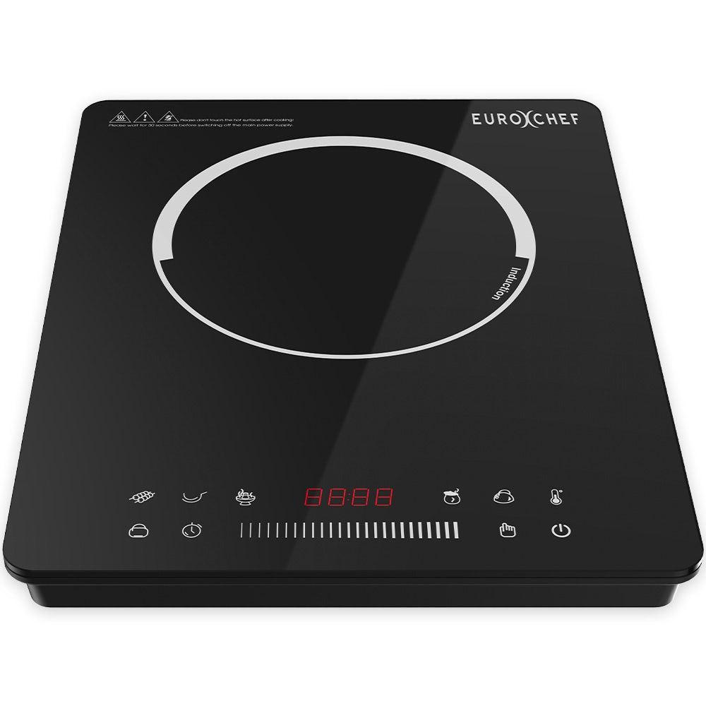 EUROCHEF Induction Cooktop, 2000W, 9 Heat Levels, Fast Electric Portable Cooker, Touch Controls with Slider.
