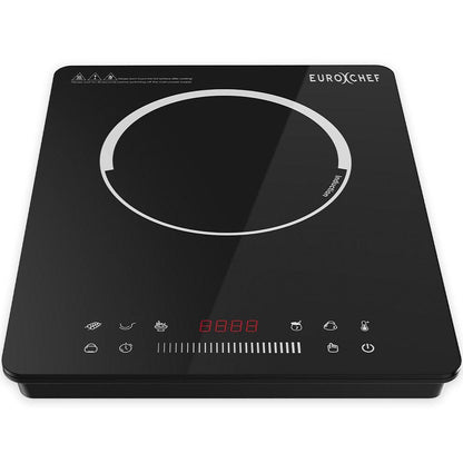 EUROCHEF Induction Cooktop, 2000W, 9 Heat Levels, Fast Electric Portable Cooker, Touch Controls with Slider.
