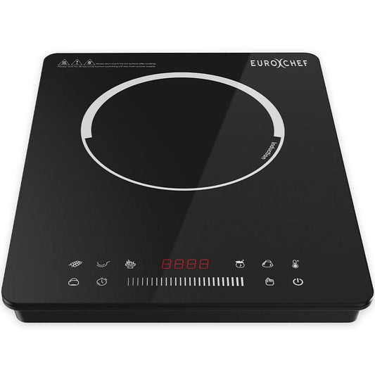 EUROCHEF Induction Cooktop, 2000W, 9 Heat Levels, Fast Electric Portable Cooker, Touch Controls with Slider.