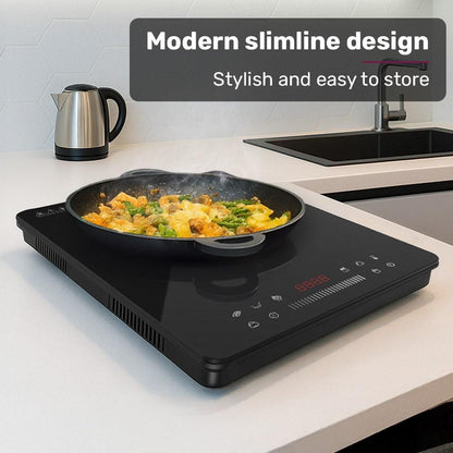 EUROCHEF Induction Cooktop, 2000W, 9 Heat Levels, Fast Electric Portable Cooker, Touch Controls with Slider.