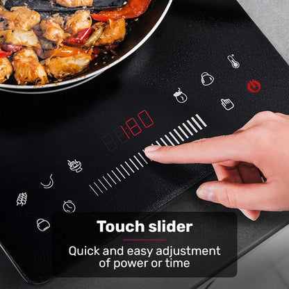 EUROCHEF Induction Cooktop, 2000W, 9 Heat Levels, Fast Electric Portable Cooker, Touch Controls with Slider.