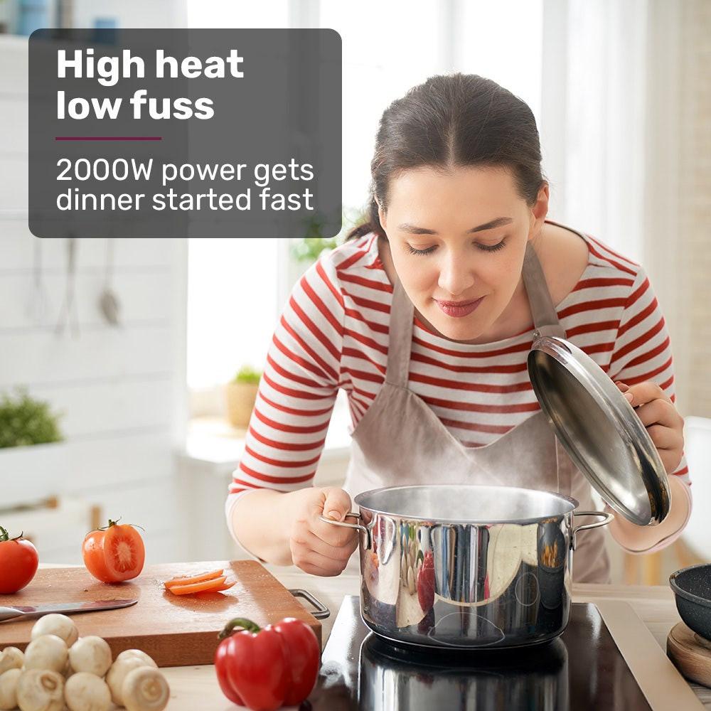 EUROCHEF Induction Cooktop, 2000W, 9 Heat Levels, Fast Electric Portable Cooker, Touch Controls with Slider.