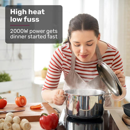 EUROCHEF Induction Cooktop, 2000W, 9 Heat Levels, Fast Electric Portable Cooker, Touch Controls with Slider.