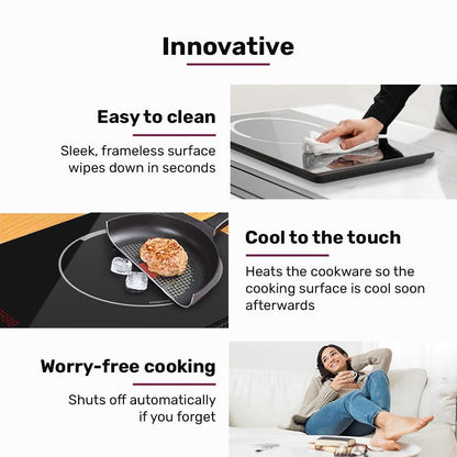 EUROCHEF Induction Cooktop, 2000W, 9 Heat Levels, Fast Electric Portable Cooker, Touch Controls with Slider.