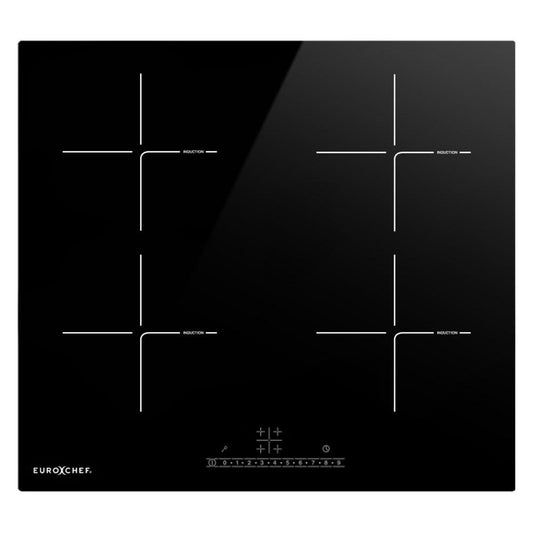 EuroChef 60cm 4 Zone Induction Cooktop, 6800W Electric, Touch Controls.