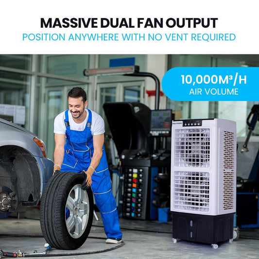 POLYCOOL 35L 220W Portable Evaporative Air Cooler 24 Hour Timer 4 in 1 Cooling Fan w/ Remote.