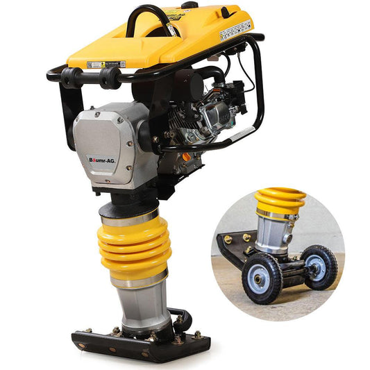 BAUMR-AG 77KG 285 x 345mm Tamping Rammer, 10kN 6.5hp, w/ Transport Wheel Kit, Compactor for Soil Sand Gravel Asphalt - BRM-700.