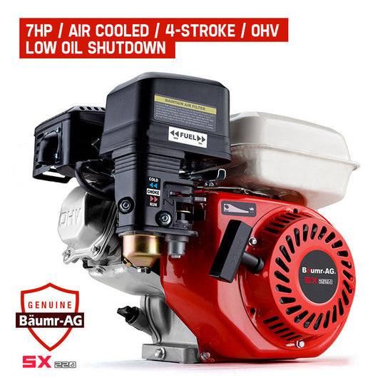 Baumr-AG 7HP Petrol Stationary Engine OHV 4-Stroke Horizontal Shaft Replacement Motor.