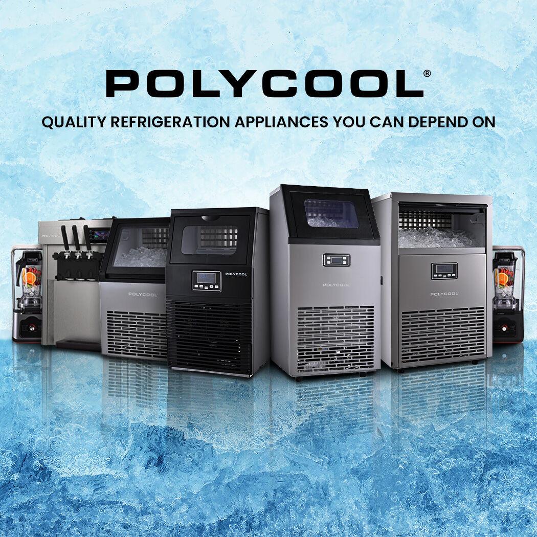 POLYCOOL Commercial Ice Maker Machine, up to 35kg/24hr, Timer & Self Cleaning Programs.