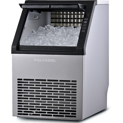 POLYCOOL Commercial Ice Maker Machine, up to 45kg/24hr, Timer & Self Cleaning Programs.