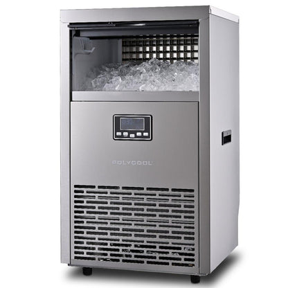 POLYCOOL Commercial Ice Maker Machine, up to 75kg/24hr, Timer & Self Cleaning Programs.