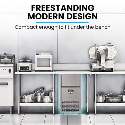 POLYCOOL Commercial Ice Maker Machine, up to 75kg/24hr, Timer & Self Cleaning Programs.