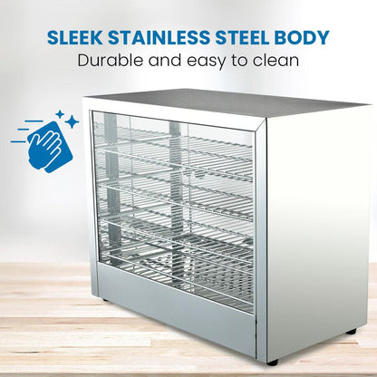 EUROCHEF Electric Food Warmer Display, 1000W, 4-Tier Stainless Steel.