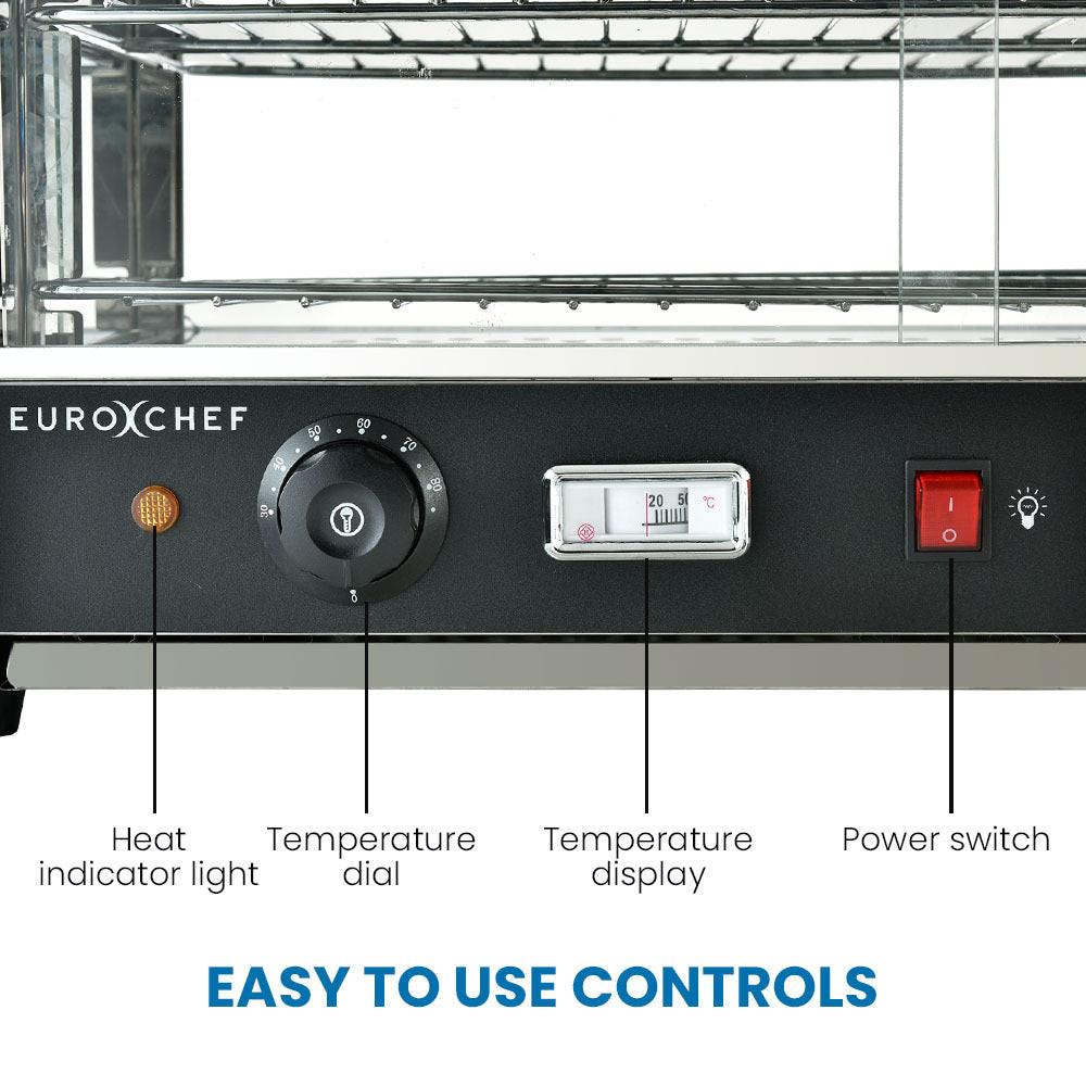 EUROCHEF Electric Food Warmer Display, 1000W, 4-Tier Stainless Steel.