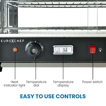 EUROCHEF Electric Food Warmer Display, 1000W, 4-Tier Stainless Steel.