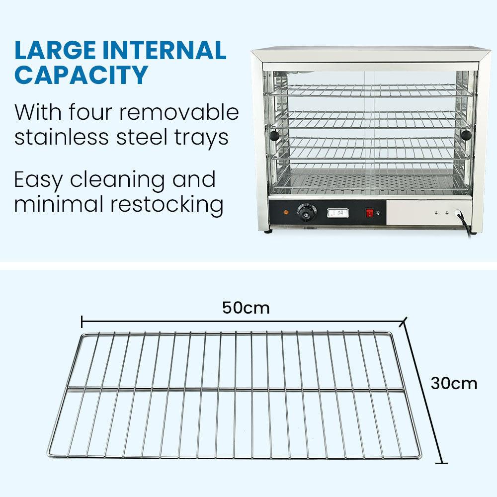 EUROCHEF Electric Food Warmer Display, 1000W, 4-Tier Stainless Steel.