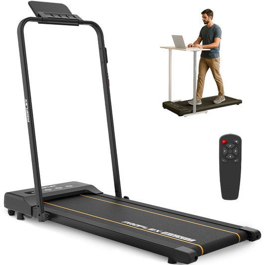 PROFLEX Electric Walking Pad Under Desk Treadmill, Remote Control, Compact Foldable Size, Tablet Holder, LCD Display, Walk or Light Jog.