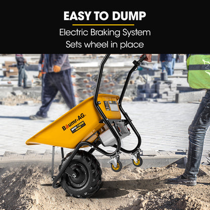 Baumr-AG 40V Battery Powered Wheelbarrow Motorised Electric, 80L Bucket Volume, 260kg Capacity.