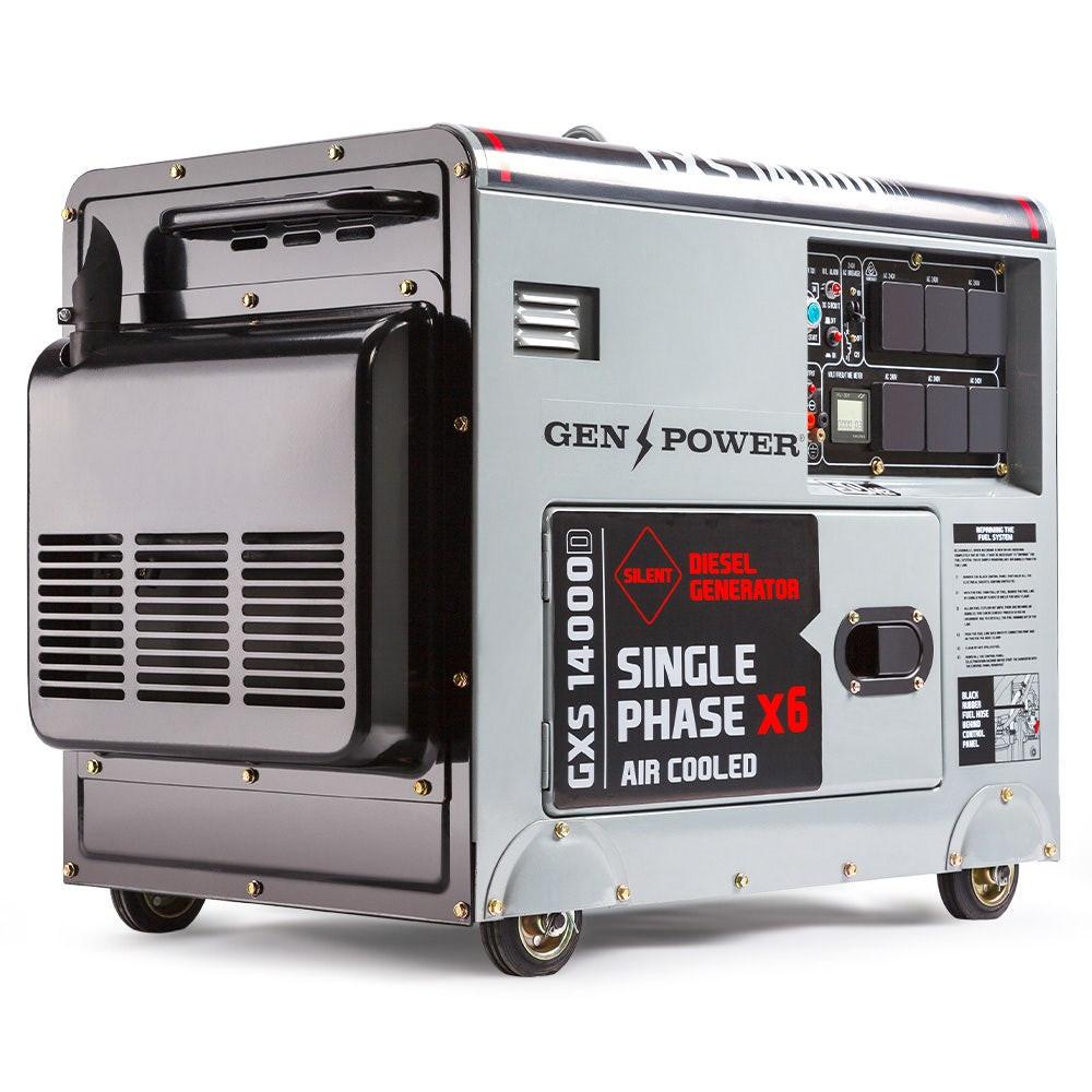 GENPOWER 8.4kW Peak 6kW Rated Commercial Diesel Generator, Electric Key Start, 6 x 15A, Single Phase.