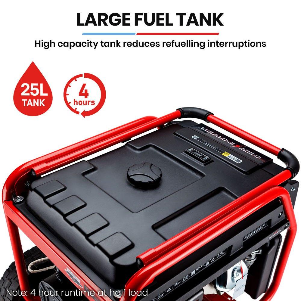 GENPOWER Portable Petrol Generator 8.4kW Max 6kW Rated Single Phase 18HP 420cc 4-Stroke Engine.