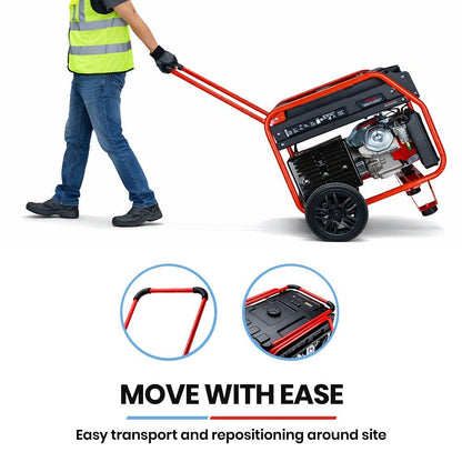 GENPOWER Portable Petrol Generator 8.4kW Max 6kW Rated Single Phase 18HP 420cc 4-Stroke Engine.