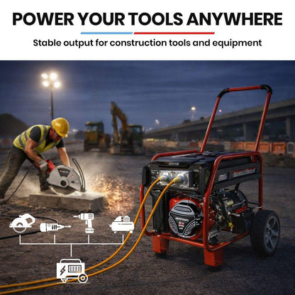GENPOWER Portable Petrol Generator 8.4kW Max 6kW Rated Single Phase 18HP 420cc 4-Stroke Engine.