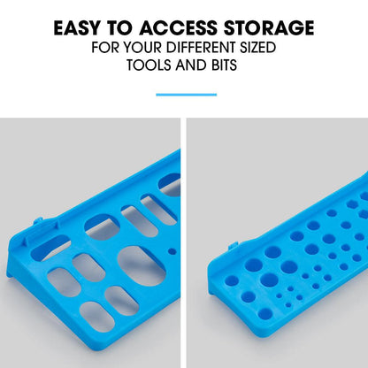 BAUMR-AG 69pc Wall Mounted Parts Bin Rack with Tool Holders - Blue.