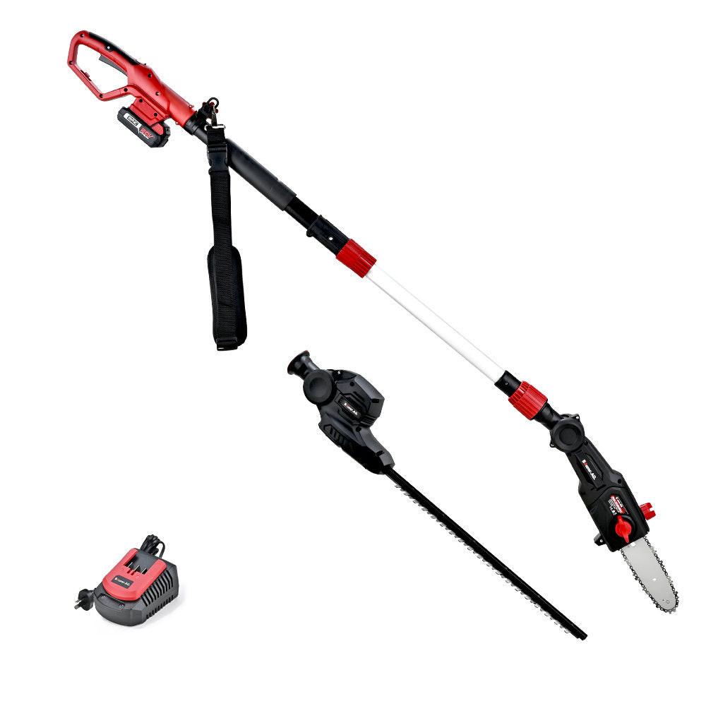 BAUMR-AG 20V SYNC Cordless Pole Saw & Hedge Trimmer Combo, 8 inch Chainsaw Pruner, Telescopic Handle, with Battery and Charger Kit.