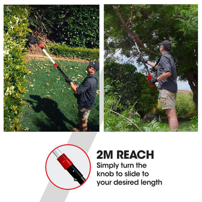 BAUMR-AG 20V SYNC Cordless Pole Saw & Hedge Trimmer Combo, 8 inch Chainsaw Pruner, Telescopic Handle, with Battery and Charger Kit.