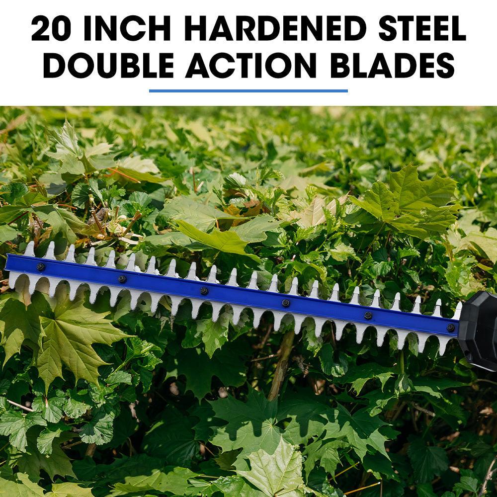 POWERBLADE 20V Cordless Pole Saw & Hedge Trimmer Combo, 8" Chainsaw Pruner & 20" Hedger, Telescopic Handle, Battery and Fast Charger Kit.