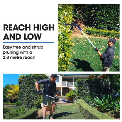 POWERBLADE 20V Cordless Pole Saw & Hedge Trimmer Combo, 8" Chainsaw Pruner & 20" Hedger, Telescopic Handle, Battery and Fast Charger Kit.