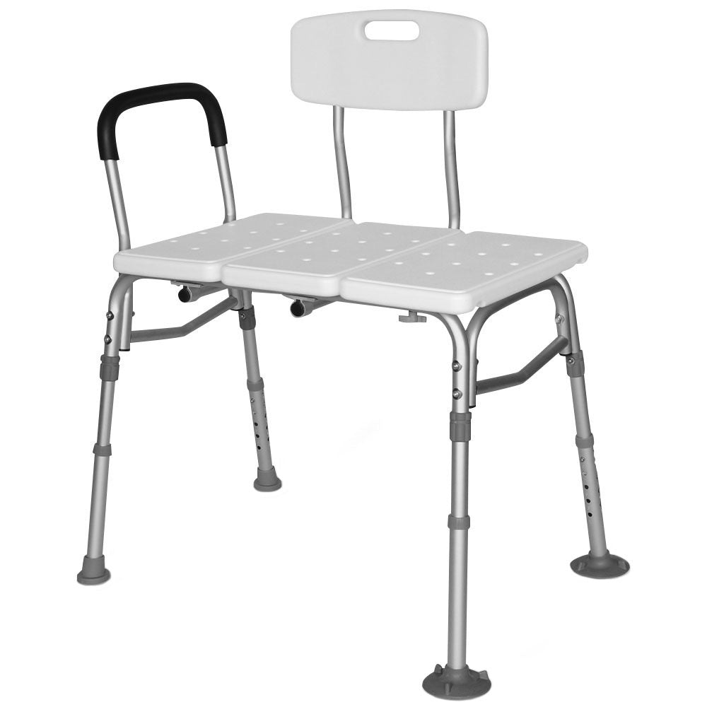 Equipmed Bath Transfer Bench Chair, Bathtubs or Shower, 125kg Capacity, for Seniors Elderly, White.