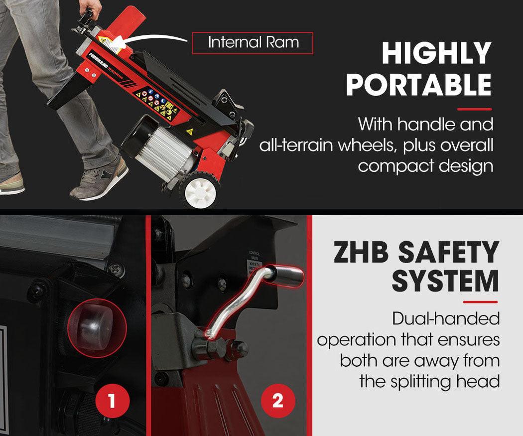 BAUMR-AG 6 Ton Electric Log Splitter 6T Hydraulic Firewood Wood Timber Block Cutter Small Machine.