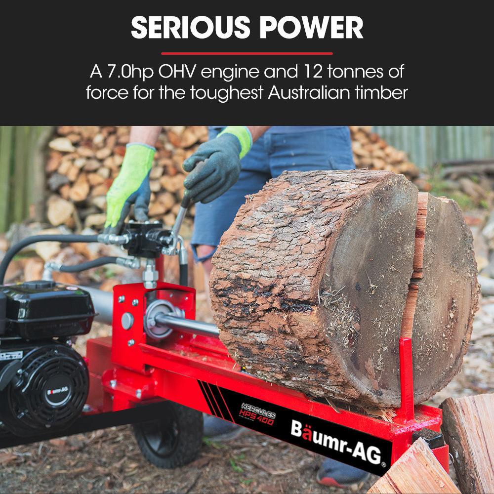 BAUMR-AG 12 Tonne Petrol Hydraulic Wood Log Splitter, - HPS400.