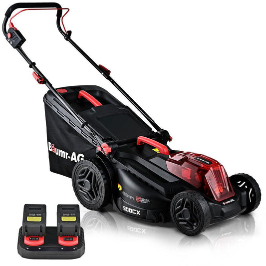 BAUMR-AG 500CX 40V SYNC 17" Cordless Lawn Mower Kit, Fast Charger, 2 x 4Ah Battery, 5 Stage Height Adjustment.