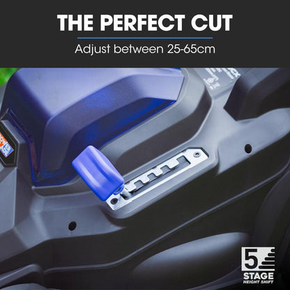 POWERBLADE 350CX 20V 13" Cordless Lawn Mower Kit, Fast Charger, 4Ah Battery, 5 Height, Brushless Electric, 330mm Cutting Path.