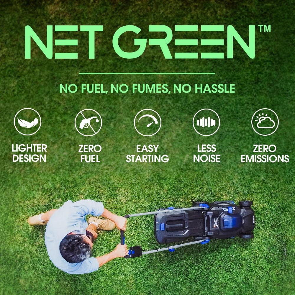POWERBLADE 350CX 20V 13" Cordless Lawn Mower Kit, Fast Charger, 4Ah Battery, 5 Height, Brushless Electric, 330mm Cutting Path.
