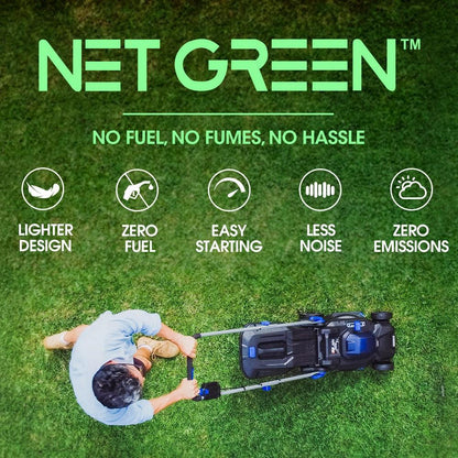 POWERBLADE 350CX 20V 13" Cordless Lawn Mower Kit, Fast Charger, 4Ah Battery, 5 Height, Brushless Electric, 330mm Cutting Path.