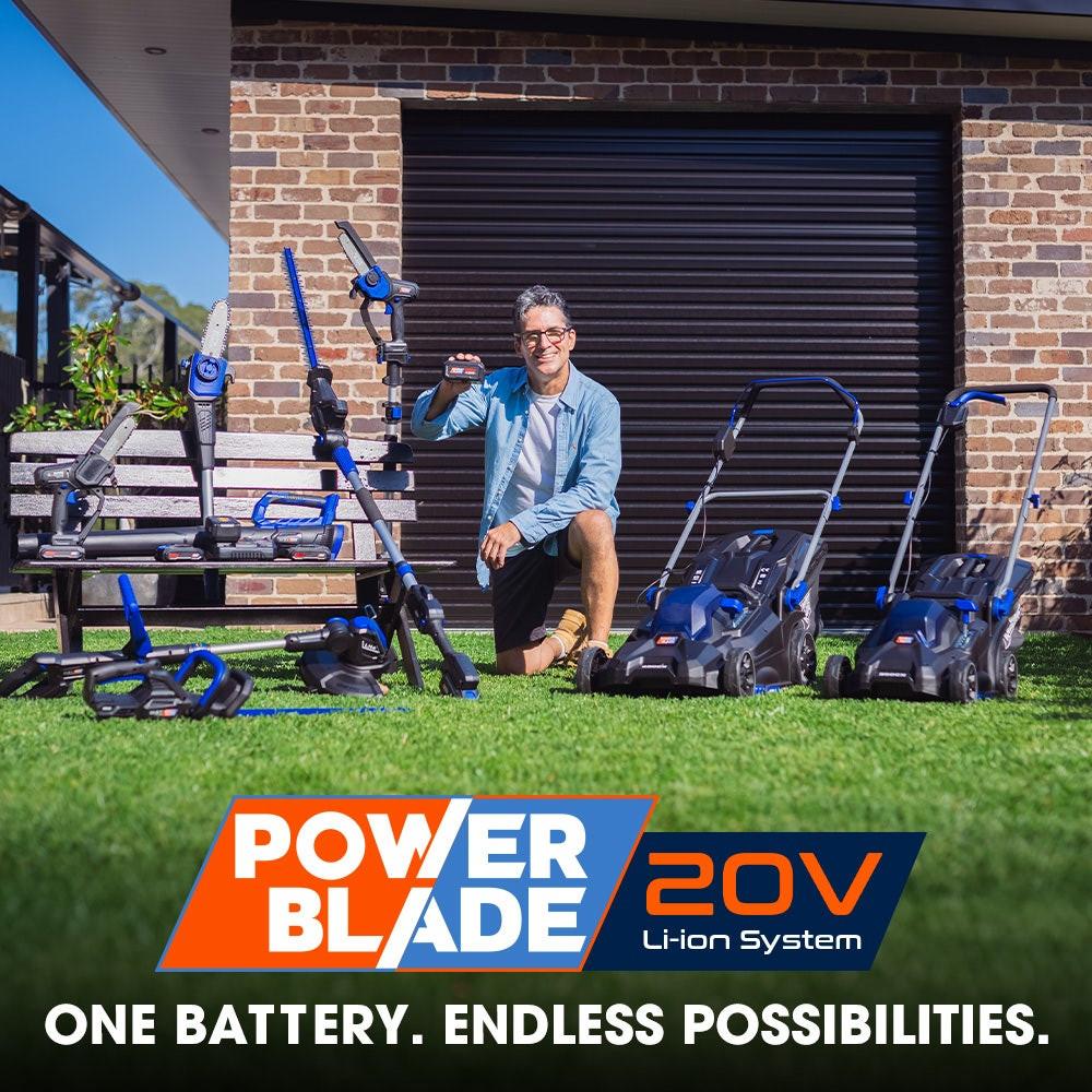 POWERBLADE 350CX 20V 13" Cordless Lawn Mower Kit, Fast Charger, 4Ah Battery, 5 Height, Brushless Electric, 330mm Cutting Path.