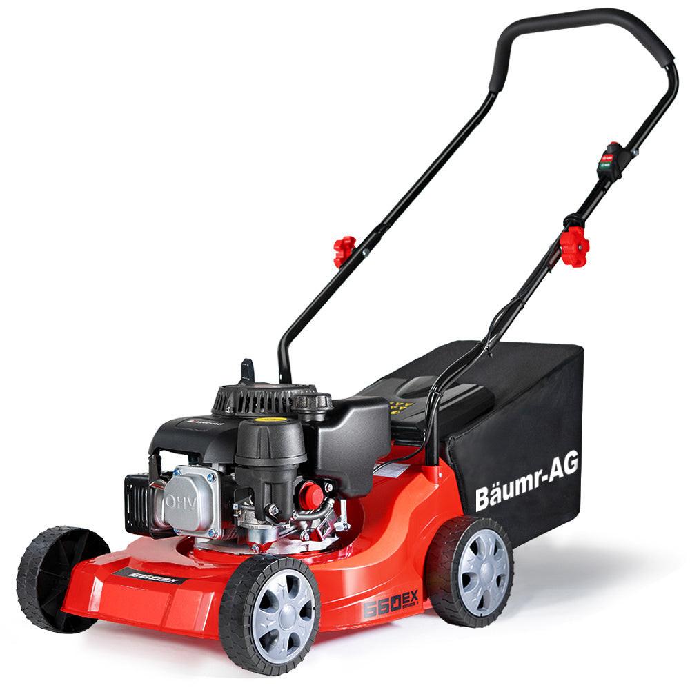 Baumr-AG 139cc Lawn Mower 4-Stroke 16 Inch Petrol Lawnmower Hand Push Engine 35L Catcher.