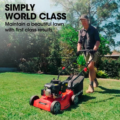 Baumr-AG 139cc Lawn Mower 4-Stroke 16 Inch Petrol Lawnmower Hand Push Engine 35L Catcher.