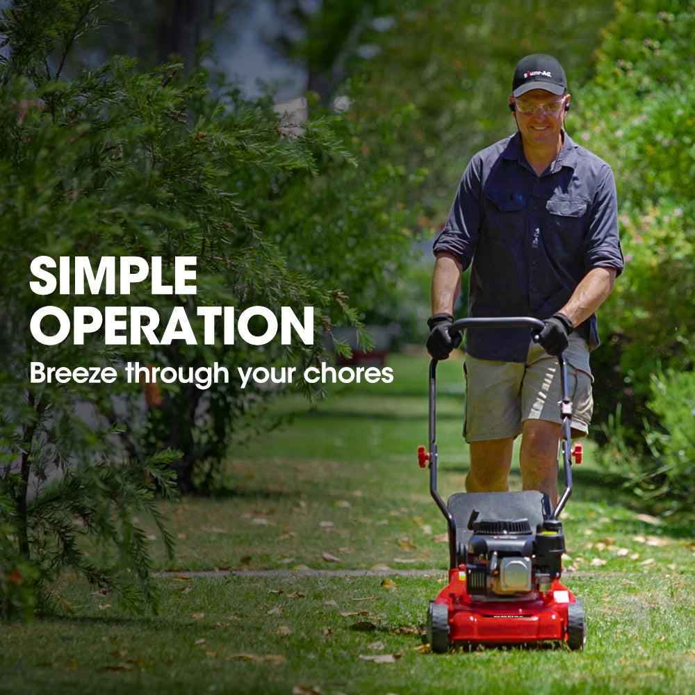 Baumr-AG 139cc Lawn Mower 4-Stroke 16 Inch Petrol Lawnmower Hand Push Engine 35L Catcher.