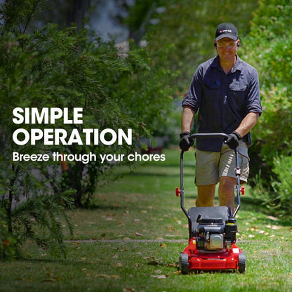 Baumr-AG 139cc Lawn Mower 4-Stroke 16 Inch Petrol Lawnmower Hand Push Engine 35L Catcher.