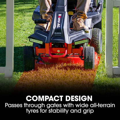 BAUMR-AG 24" Ride On Lawn Mower, Lithium Electric Start System, 6HP 224cc, 5 Cut Heights, Catcher and Mulch Kit.