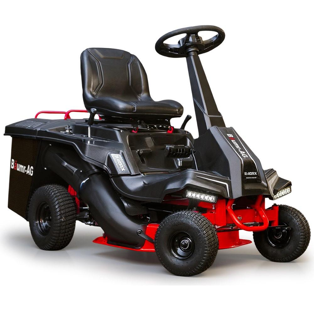 BAUMR-AG 24" Ride On Lawn Mower, Lithium Electric Start System, 6HP 224cc, 5 Cut Heights, Catcher and Mulch Kit.