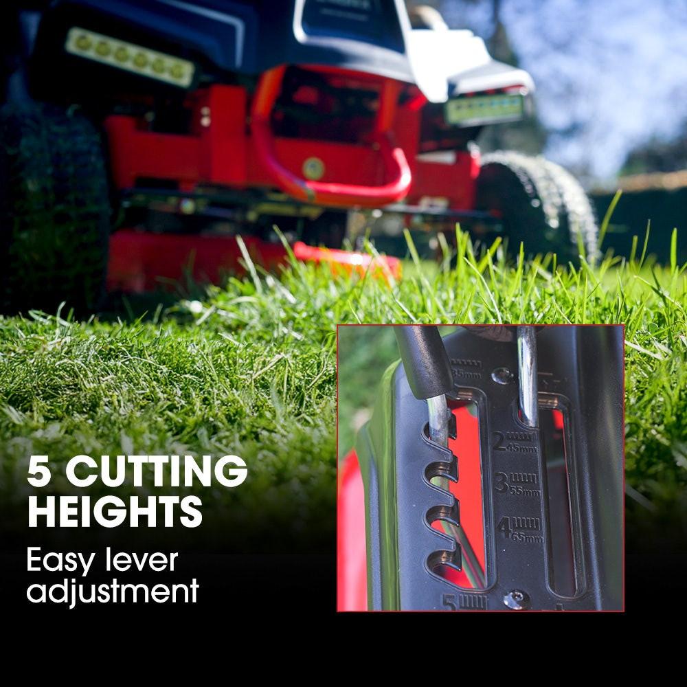 BAUMR-AG 24" Ride On Lawn Mower, Lithium Electric Start System, 6HP 224cc, 5 Cut Heights, Catcher and Mulch Kit.