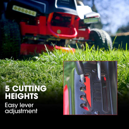BAUMR-AG 24" Ride On Lawn Mower, Lithium Electric Start System, 6HP 224cc, 5 Cut Heights, Catcher and Mulch Kit.