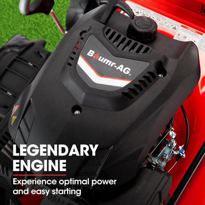 Baumr-AG 248cc Lawn Mower 4-Stroke 21 Inch Petrol Lawnmower 4-in-1 Self-Propelled Electric Start.